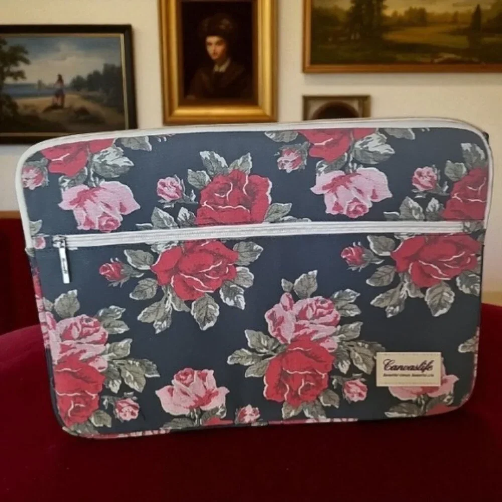 Canvaslife Floral Laptop Sleeve padded large zippered roses